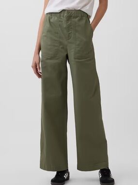 NWT Gap High Rise Easy Wide-Leg Khakis Olive Green Tall Length